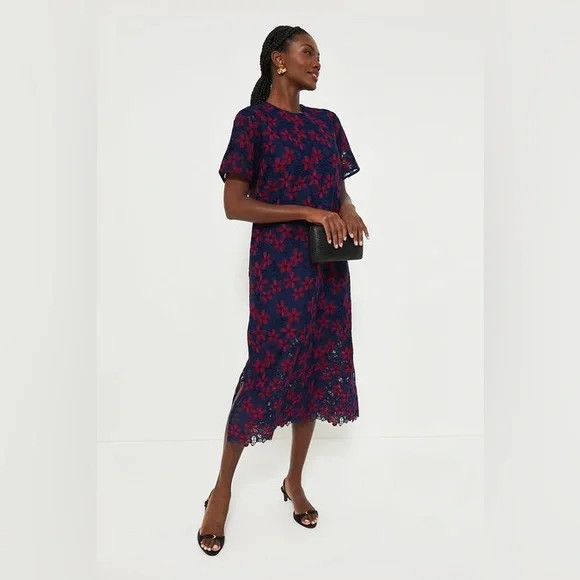 Tuckernuck Pomander Place Midnight Floral Lace Seraphina Midi Dress - Picture 5 of 16
